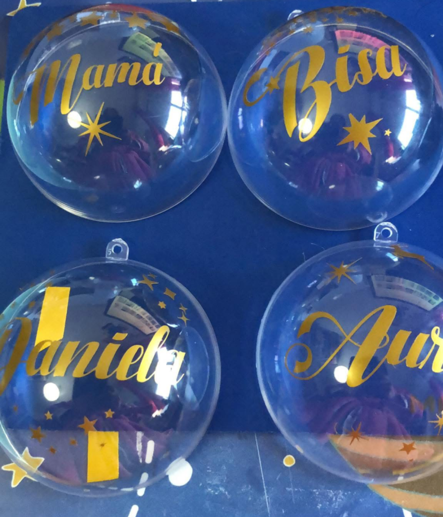 Bola de Navidad transparente personalizada con nombre